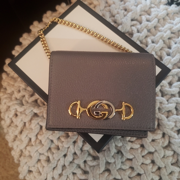 Gucci Zumi Gray Cardholder Wallet with Chain & Gucci Zumi Leather Belt size 90 - Picture 6 of 15